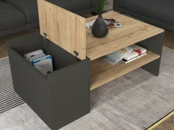 Mesa de centro com espaço de armazenamento - Antracite e natural - VELKAN