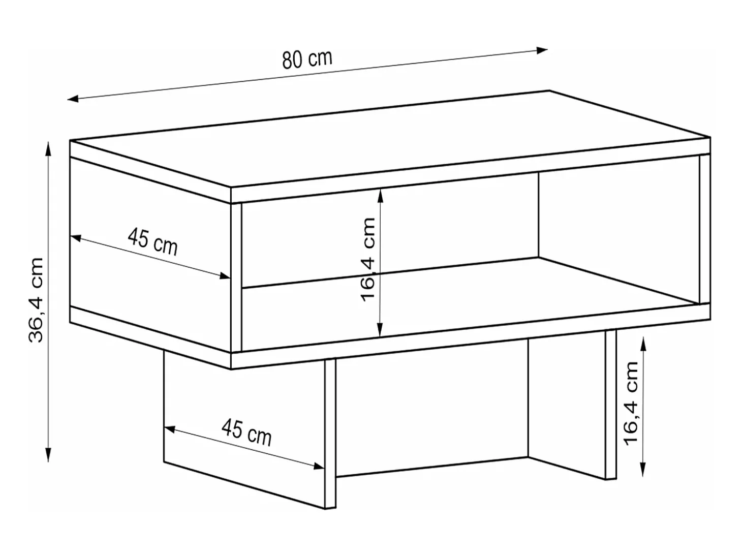 Mesa de centro com espaço de armazenamento 37 x 80 x 45 cm mármore branco/preto 03_0008471