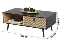 Mesa de centro com gaveta de estilo moderno e design, dimensões 100x50x40cm.