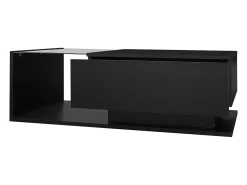 Mesa de centro com iluminação LED - com tampo de vidro e gavetas - Preto