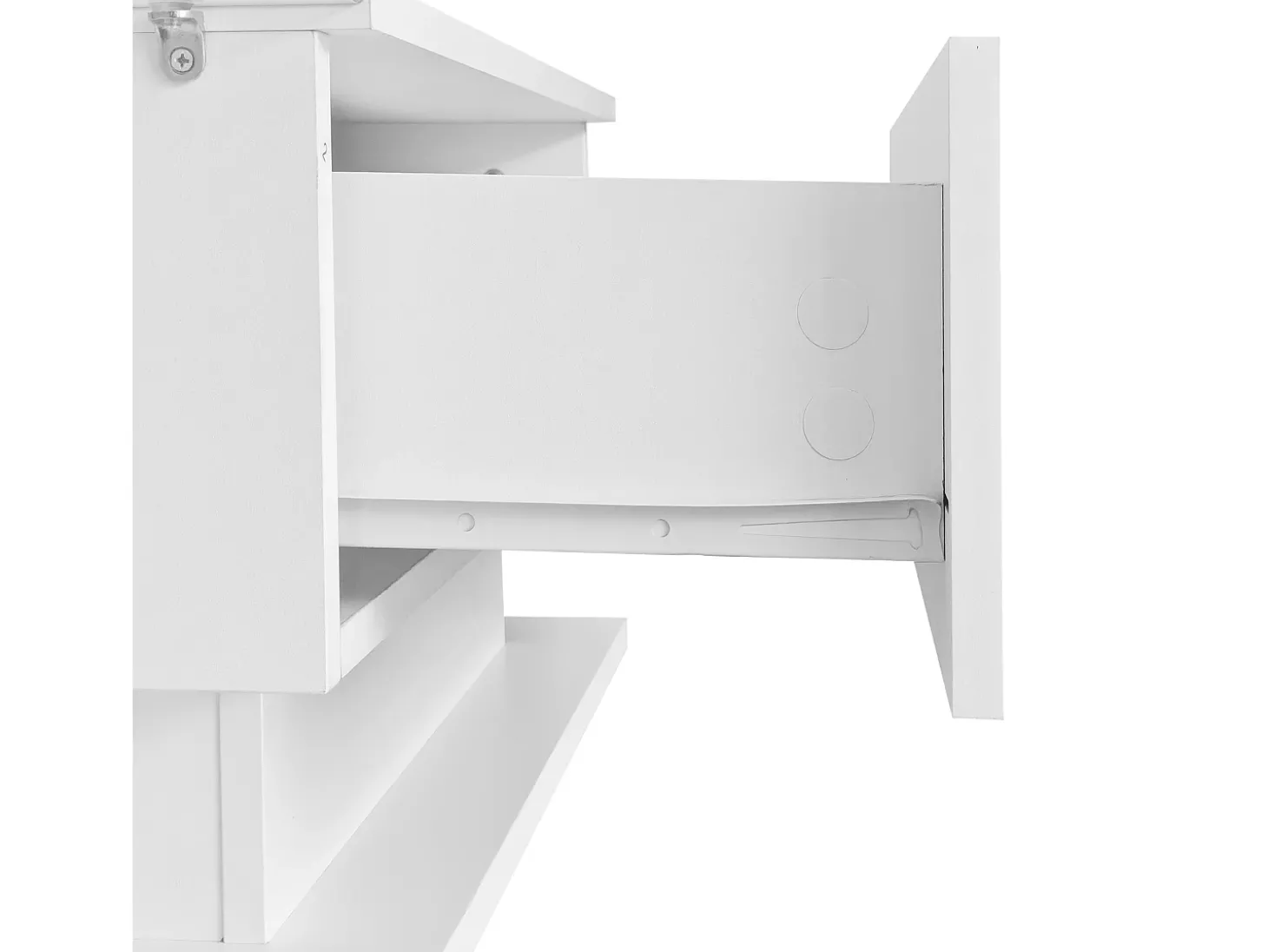 Mesa de centro com iluminação LED - com tampo de vidro e gavetas - Branca