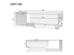 Mesa de centro com iluminação LED - com tampo de vidro e gavetas - Branca