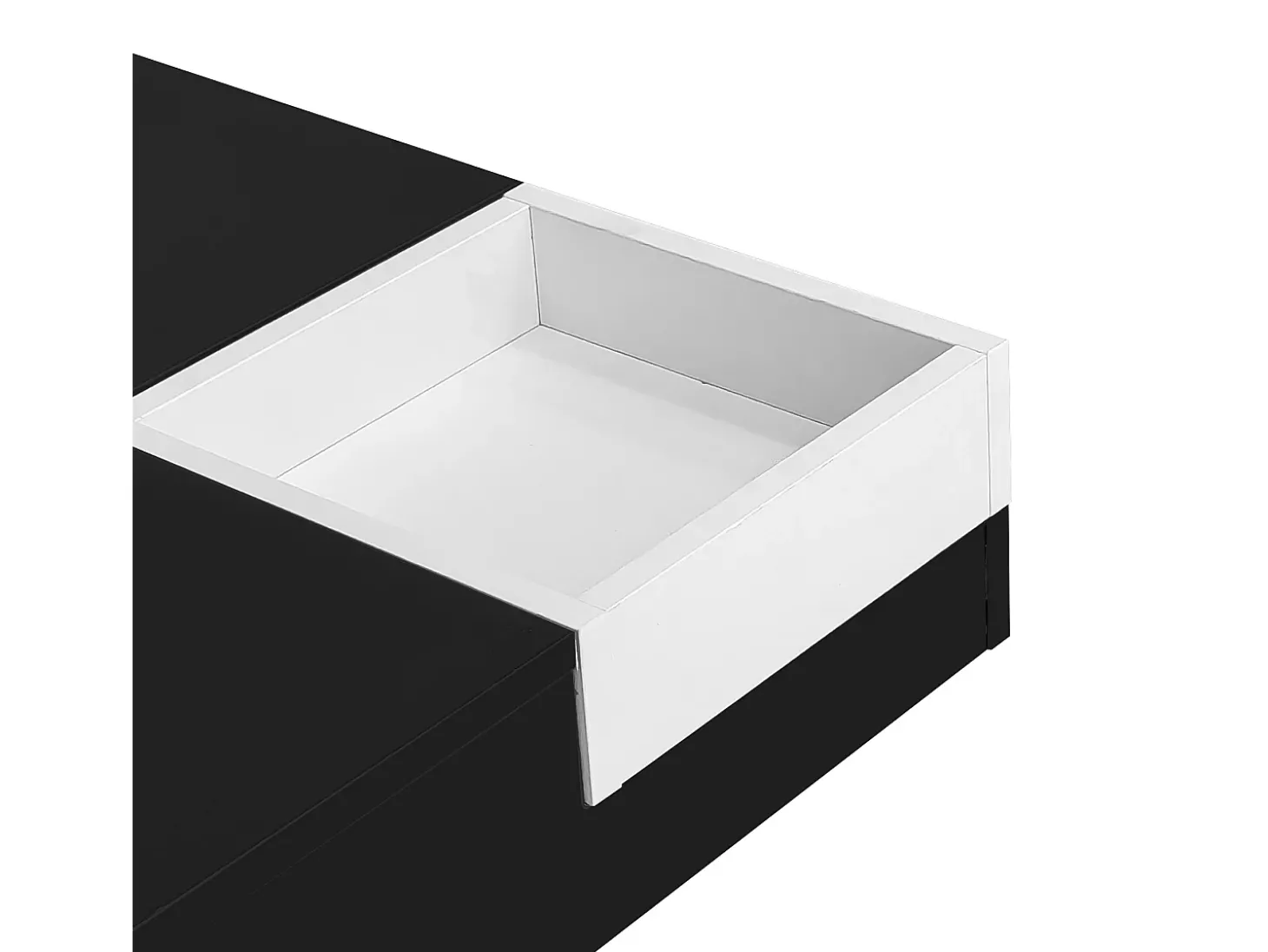 Mesa de centro com iluminação LED e caixa de arrumação amovível - Acabamento em preto brilhante