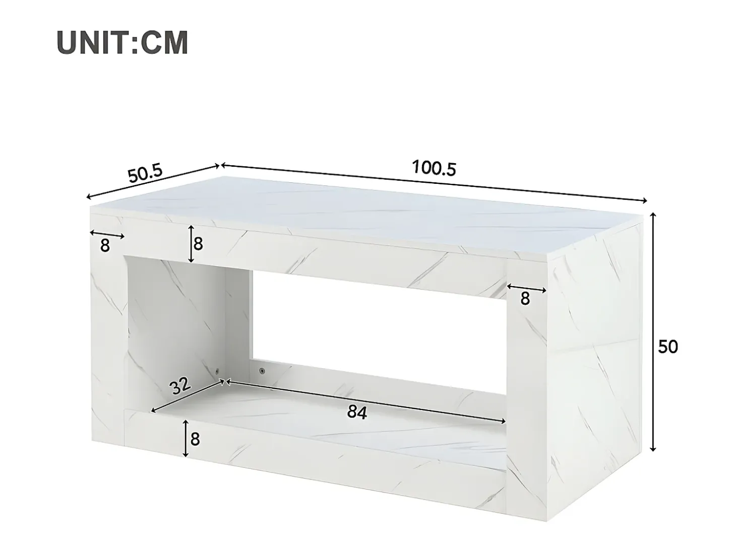Mesa de centro com LED - aglomerado - Branco