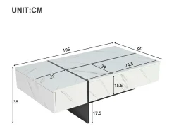Mesa de centro com LED - banhado a mármore - Branco