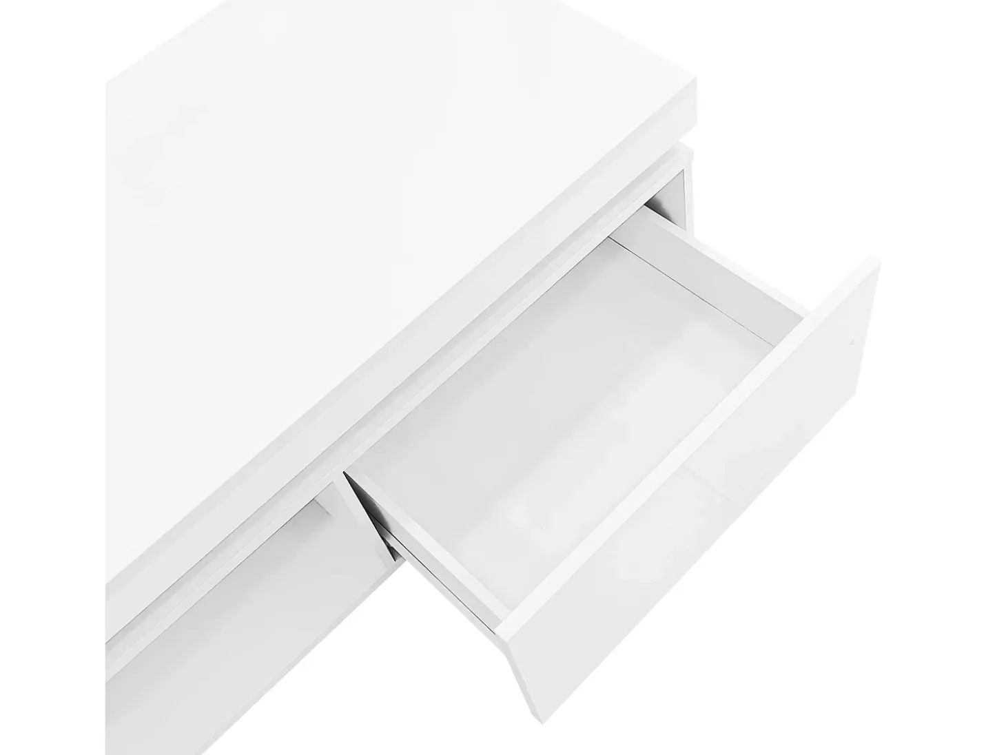 Mesa de centro com LED - com 1 gaveta e 1 compartimento - Branco