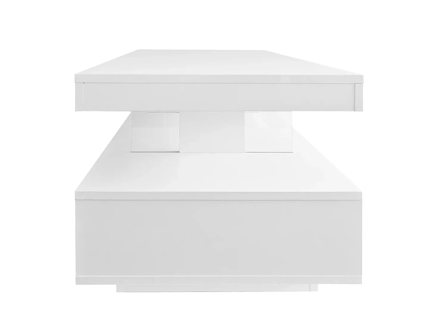Mesa de centro com LED - gaveta e compartimentos abertos - Branco