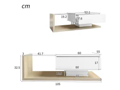Mesa de centro com LED - vidro e aglomerado - Natural