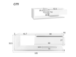 Mesa de centro com LED - vidro e aglomerado - Branco