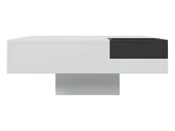 Mesa de centro com LED e compartimento amovível - Acabamento branco brilhante