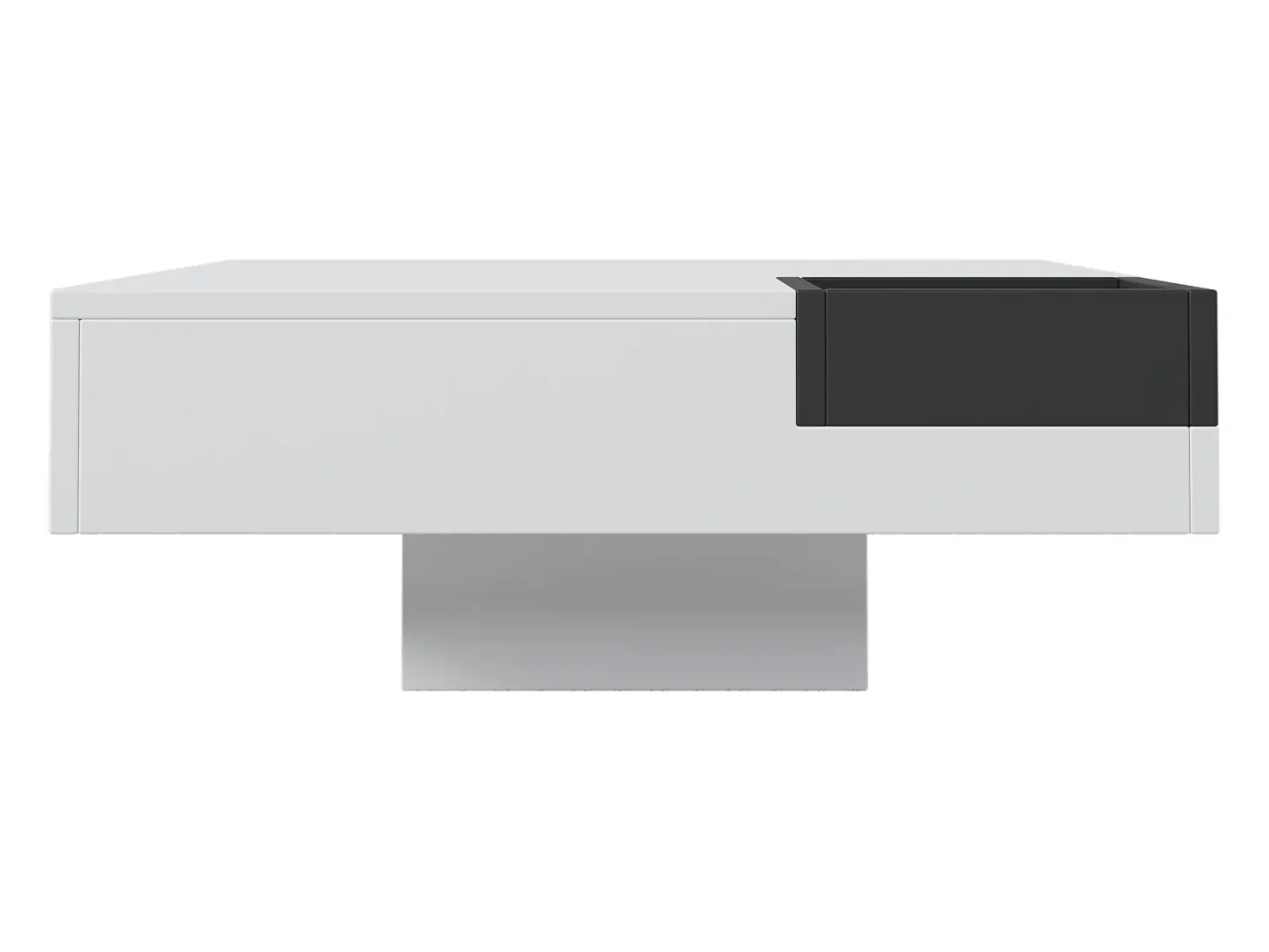 Mesa de centro com LED e compartimento amovível - Acabamento branco brilhante