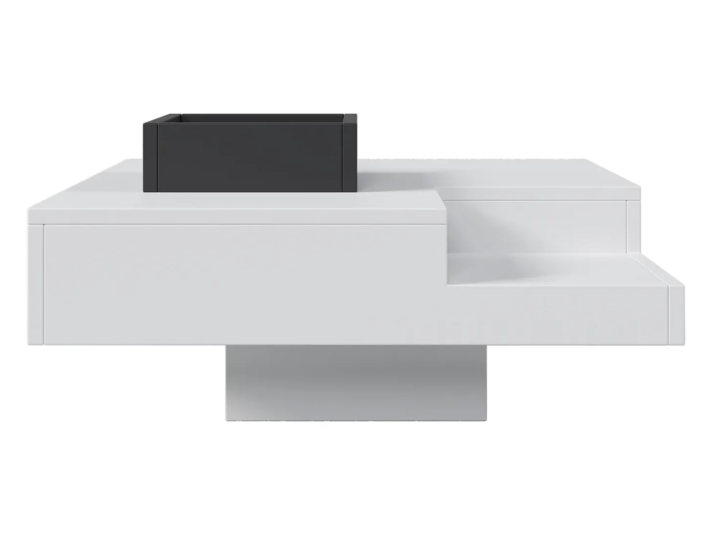 Mesa de centro com LED e compartimento amovível - Acabamento branco brilhante