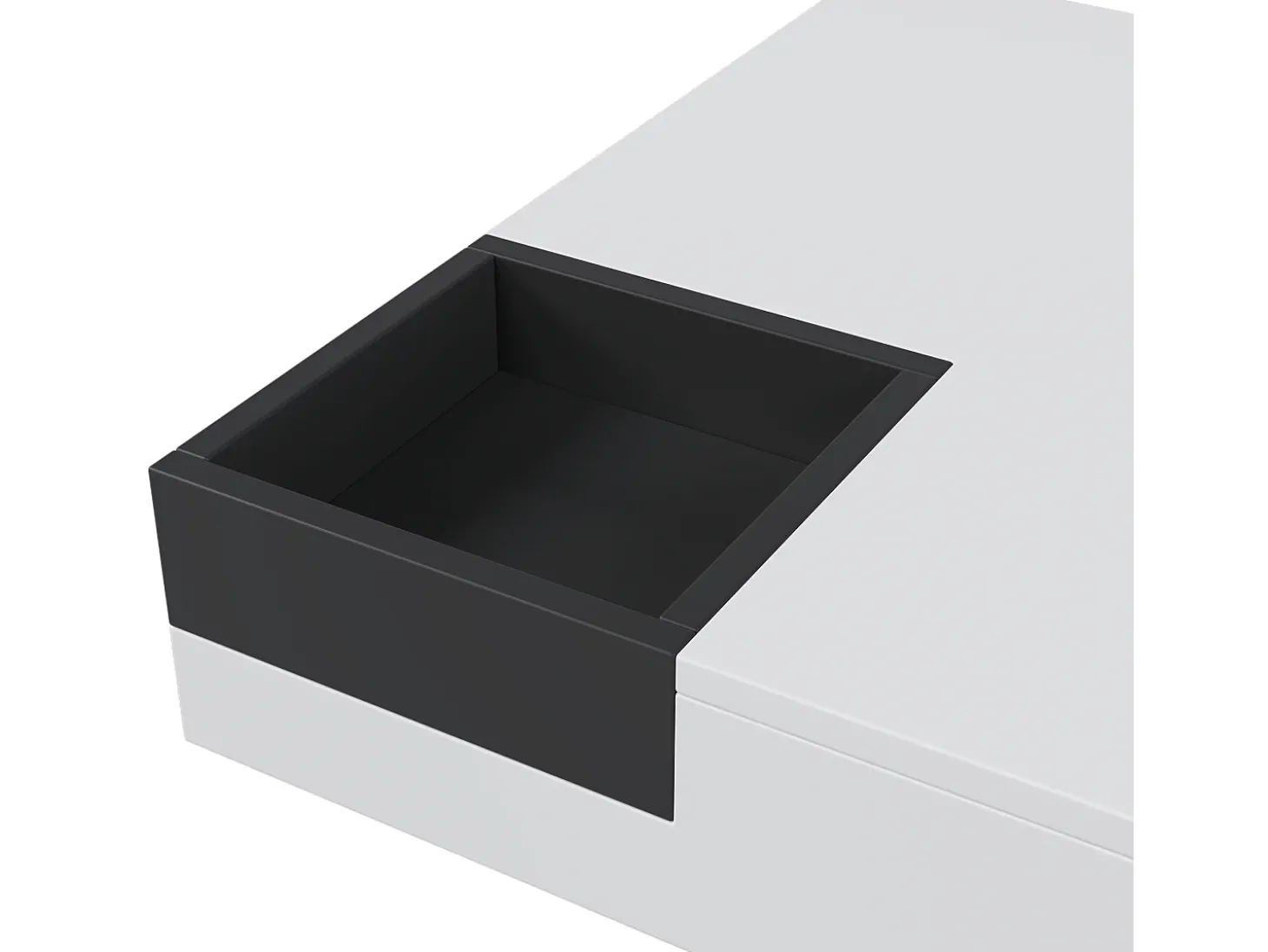 Mesa de centro com LED e compartimento amovível - Acabamento branco brilhante