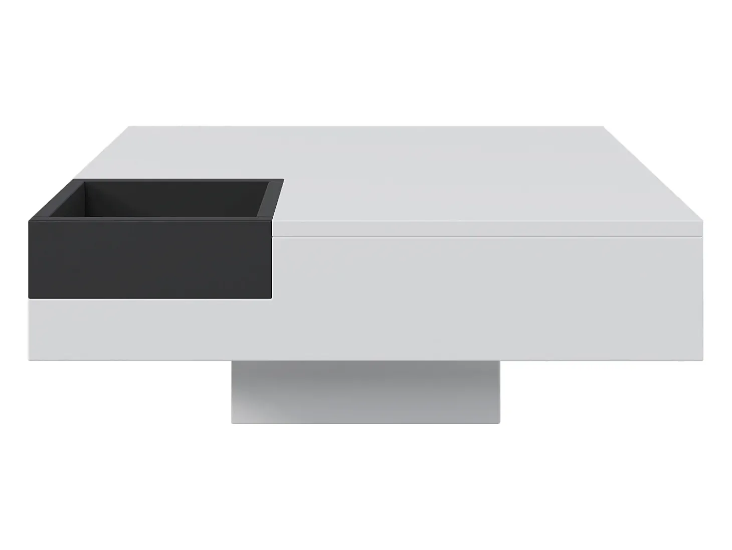 Mesa de centro com LED e compartimento amovível - Acabamento branco brilhante