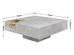 Mesa de centro com LED e compartimento amovível - Madeira PB - Cinza