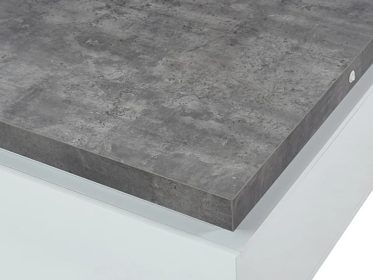 Mesa de centro com LEDs - 2 gavetas - MDF lacado - Branco e cinza cimento. HALO II
