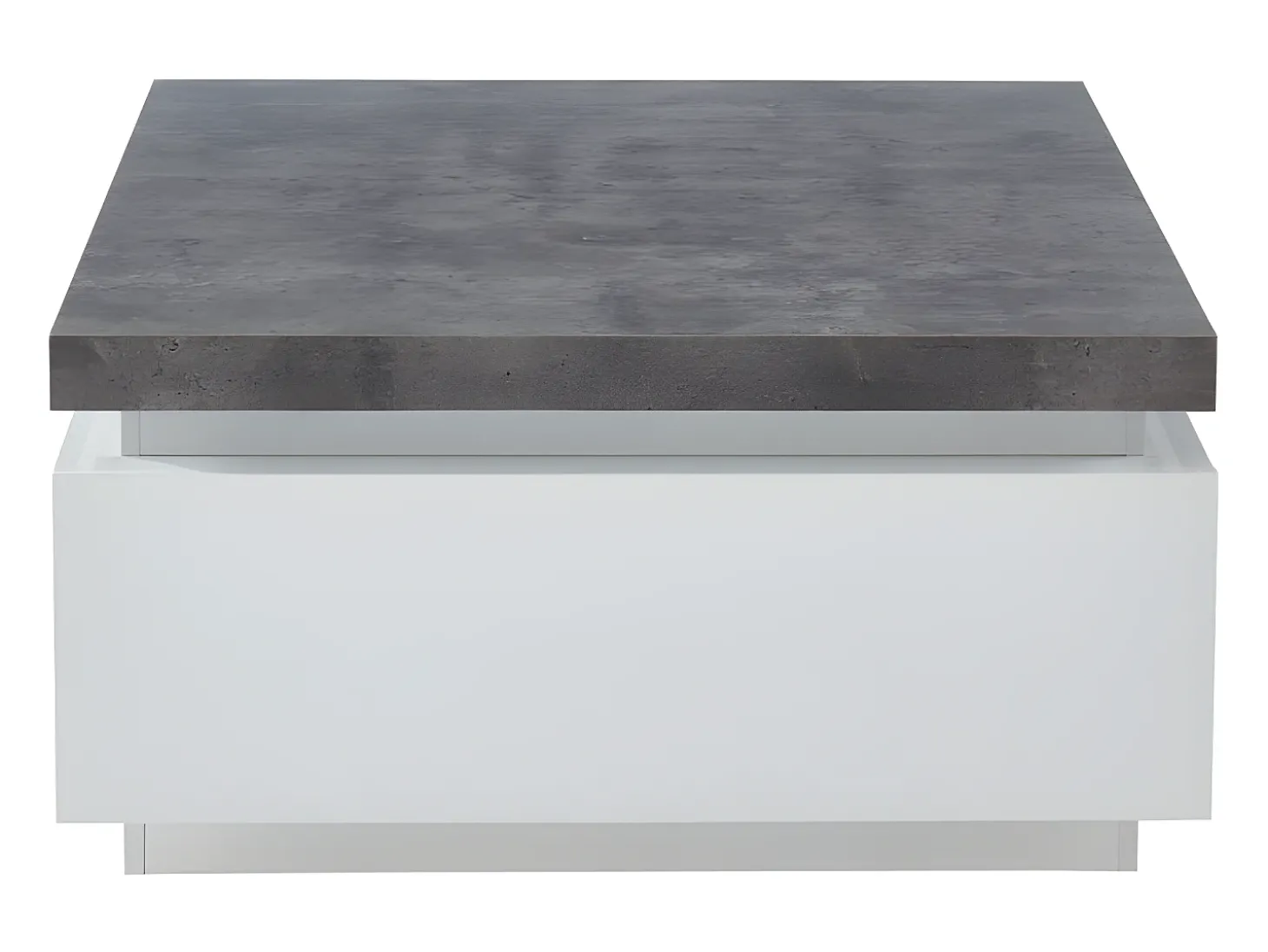 Mesa de centro com LEDs - 2 gavetas - MDF lacado - Branco e cinza cimento. HALO II