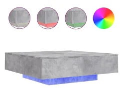 Mesa de centro com luzes LED 100x100x31 cm cinzento cimento