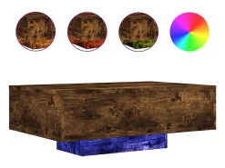 Mesa de centro com luzes LED 85x55x31 cm carvalho fumado
