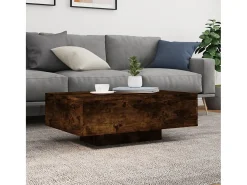 Mesa de centro com luzes LED 85x55x31 cm carvalho fumado