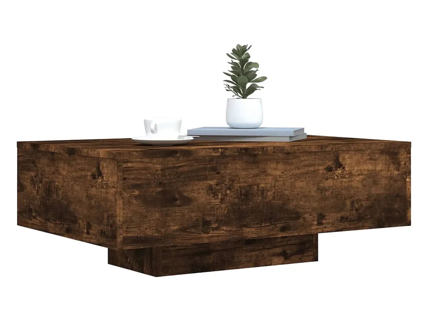 Mesa de centro com luzes LED 85x55x31 cm carvalho fumado