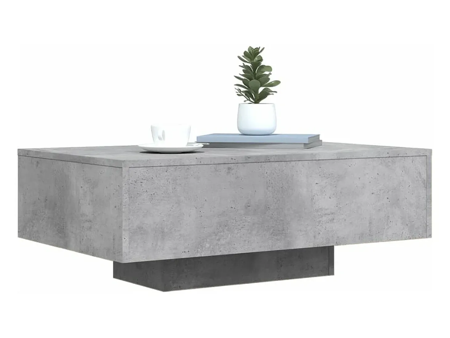 Mesa de centro com luzes LED 85x55x31 cm cinzento cimento