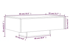 Mesa de centro com luzes LED 85x55x31 cm cinzento cimento