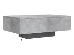 Mesa de centro com luzes LED 85x55x31 cm cinzento cimento