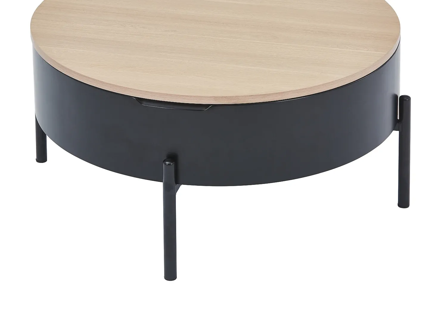 Mesa de centro com tampo elevável em MDF e metal - Preto e natural - NIMORA