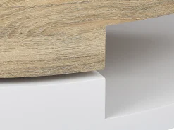 Mesa de centro com tampo giratório MDF natural e branco - VITALY