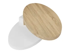 Mesa de centro com tampo giratório MDF natural e branco - VITALY
