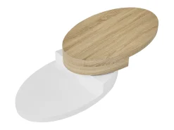 Mesa de centro com tampo giratório MDF natural e branco - VITALY
