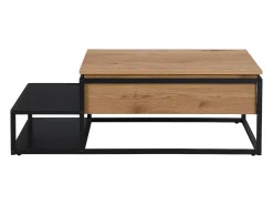 Mesa de centro com tampo elevável MDF e metal natural e preto - LUTESA