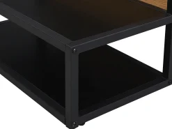 Mesa de centro com tampo elevável MDF e metal natural e preto - LUTESA
