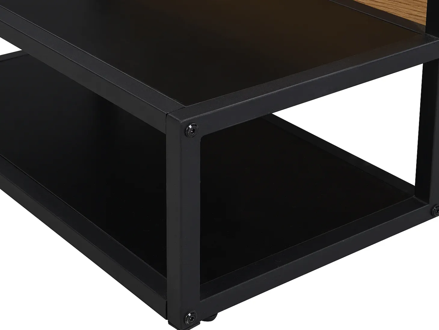 Mesa de centro com tampo elevável MDF e metal natural e preto - LUTESA