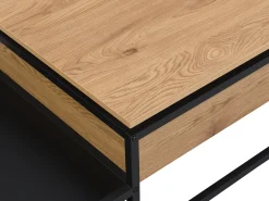 Mesa de centro com tampo elevável MDF e metal natural e preto - LUTESA