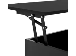 Mesa de centro com tampo elevatório, iluminação LED e gaveta - Acabamento brilhante - Preto