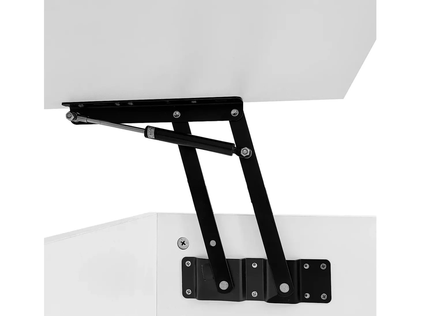 Mesa de centro com tampo elevatório, acabamento brilhante, iluminação LED e espaço de arrumação - Branco