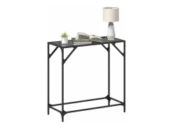 Mesa de centro com tampo em vidro preto 80x35x81 cm aço PT331285