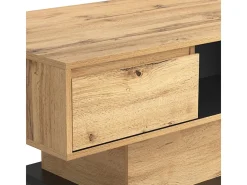 Mesa de centro com uma gaveta e nicho - estilo industrial - Natural
