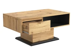 Mesa de centro com uma gaveta e nicho - estilo industrial - Natural