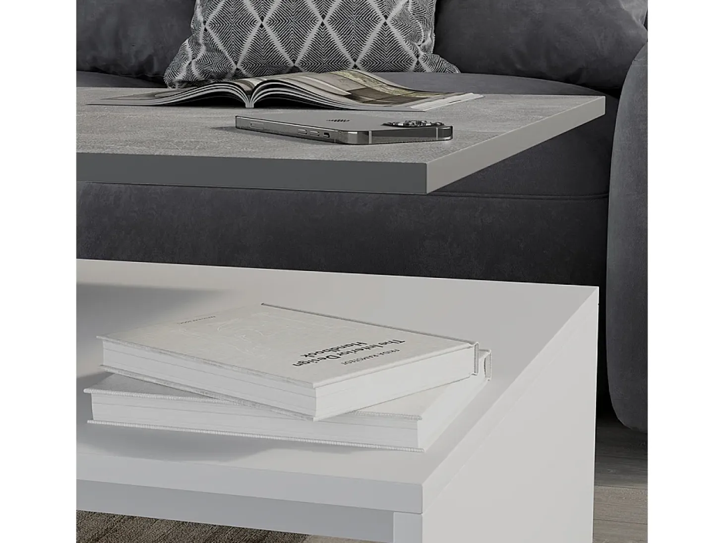 Mesa de centro concreto/branco 90x52.6x42.2 amato