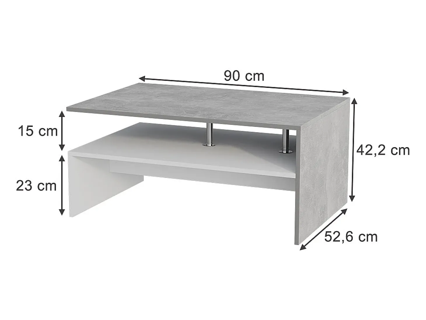 Mesa de centro concreto/branco 90x52.6x42.2 amato
