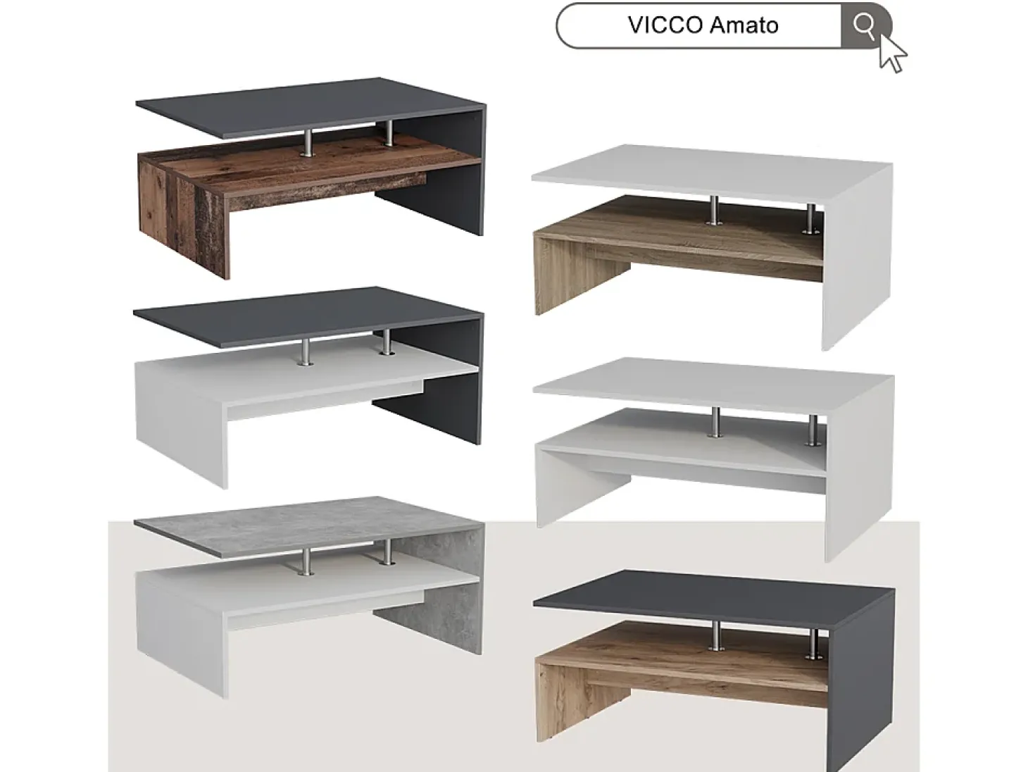 Mesa de centro concreto/branco 90x52.6x42.2 amato