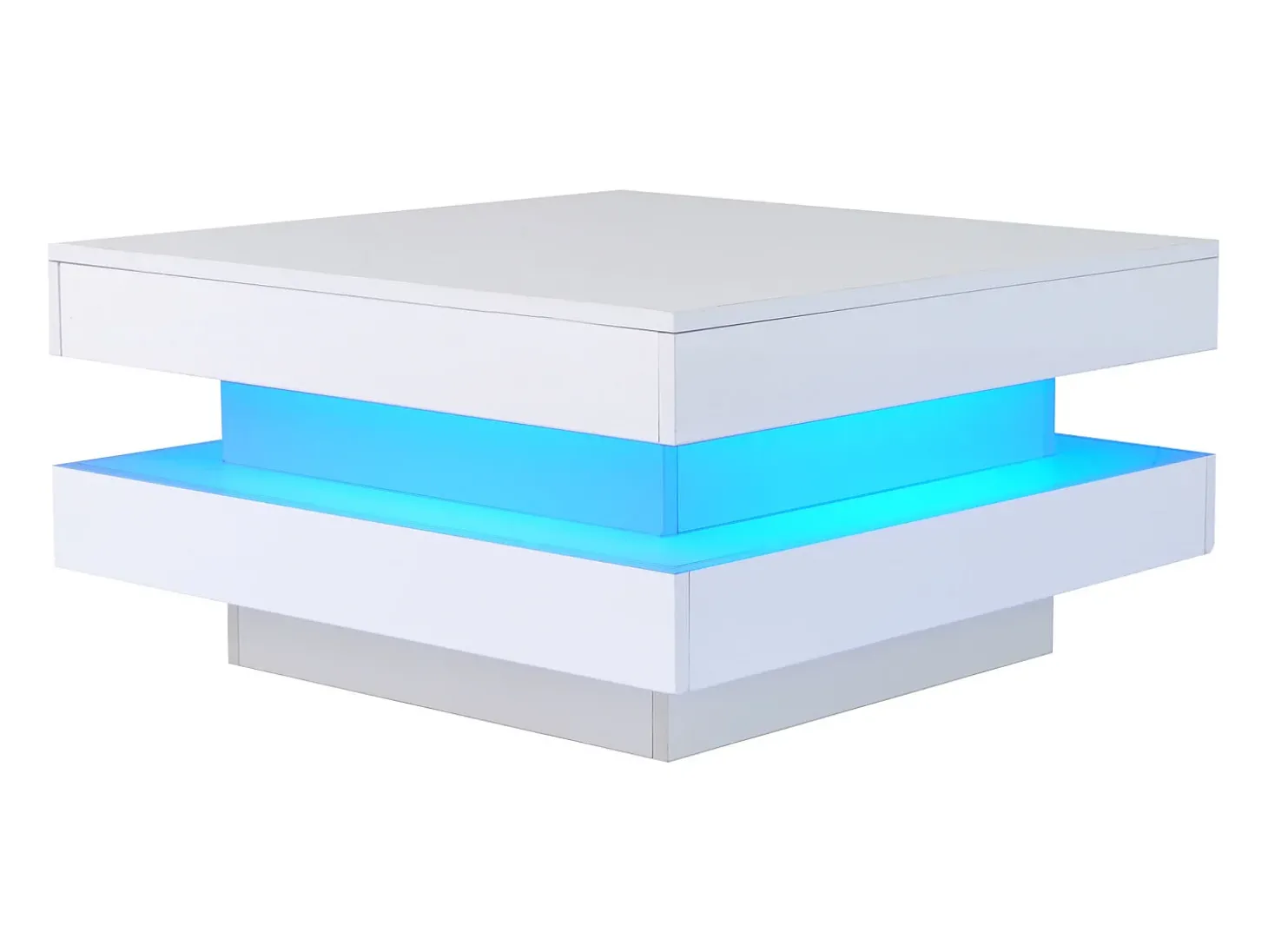 Mesa de centro contemporânea com LED em 16 cores - formato quadrado - Branco