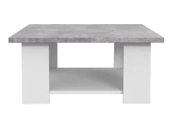 Mesa de centro contemporânea branca e concreto claro, Pilvi, L67 cm