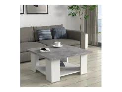 Mesa de centro contemporânea branca e concreto claro, Pilvi, L67 cm