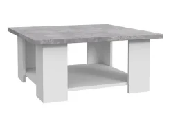 Mesa de centro contemporânea branca e concreto claro, Pilvi, L67 cm