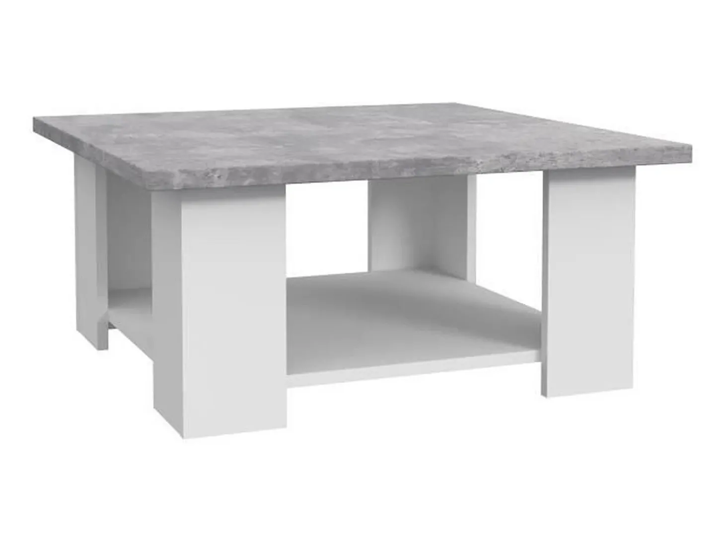 Mesa de centro contemporânea branca e concreto claro, Pilvi, L67 cm