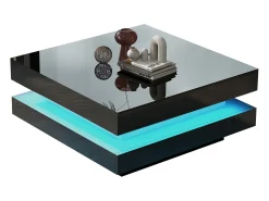 Mesa de centro contemporânea com LED em 16 cores - formato quadrado - Preto